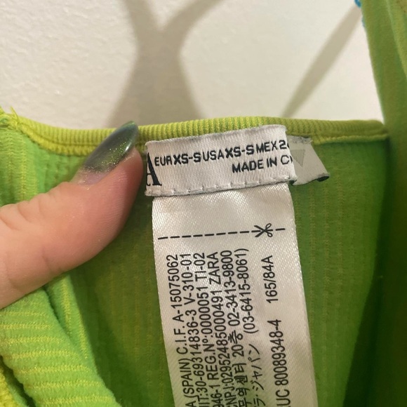 Zara Cross- neck lime green bodysuit - Picture 2 of 4